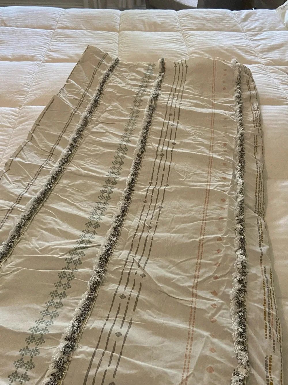NEW Ink+Ivy Full Queen 3-Piece Cotton Duvet Cover Set Boho Fringe Neutral
